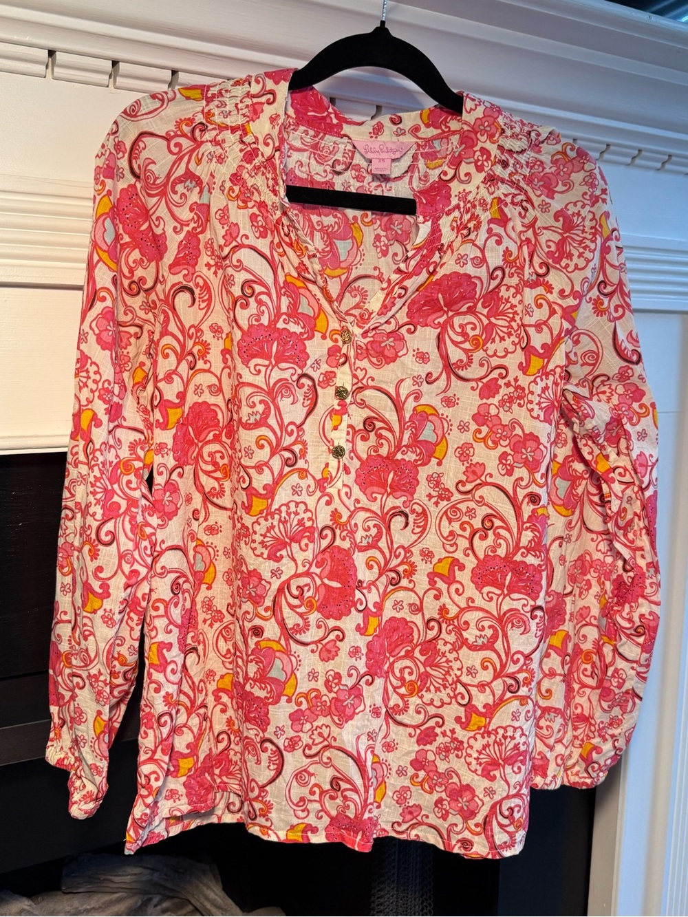 Lilly Pulitzer Women’s Pink Floral Button-Front Blouse